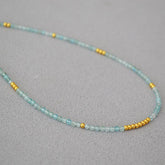 Simple Sea Blue Beaded Thin Necklace Clavicle Chain - Jewelry de Corner